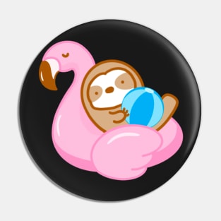 Cute Summer Flamingo Float Sloth Pin