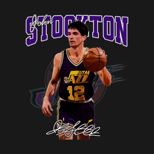 John Stockton Utah Basketball Legend Signature Vintage Retro 80s 90s Bootleg Rap Style T-Shirt