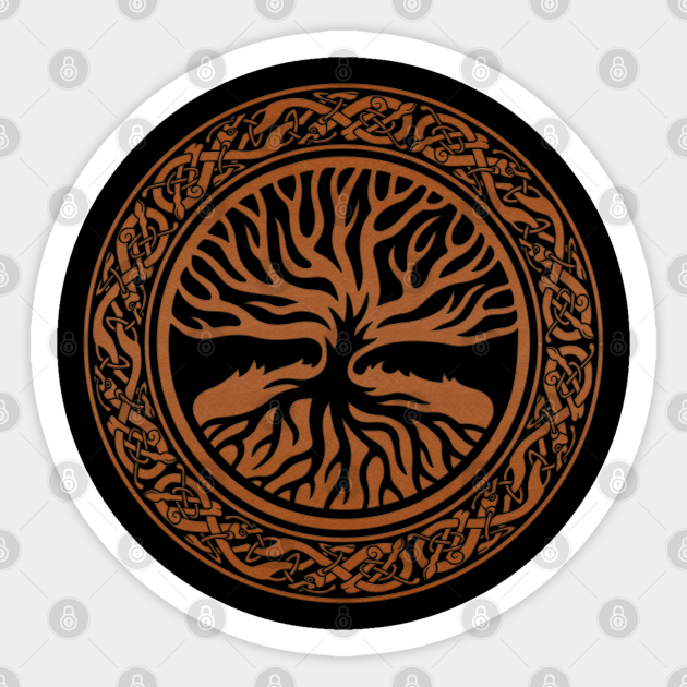 Tree of life -Yggdrasil and Runes Faux Leather - Tree Of Life - Sticker