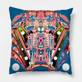 the alien astronaut in mictlan underworld hell ecopop Pillow