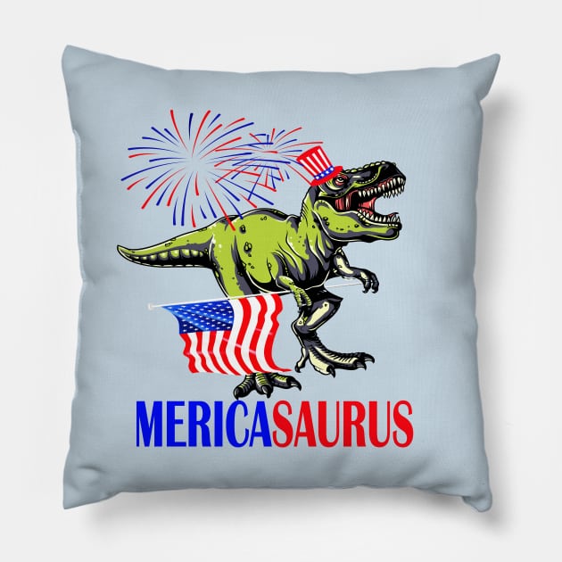 mericasaurus 4th of july independence day gift Pillow by DODG99