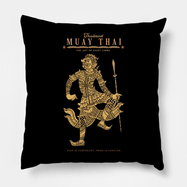 Kickboxing Muay Thai Boran The Art of Eight Limbs Pillow by KewaleeTee