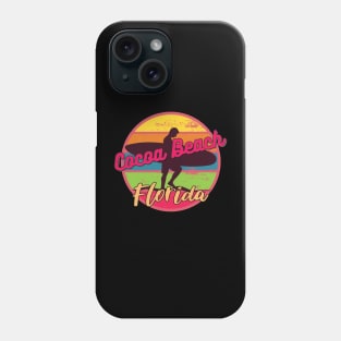 Cocoa Beach Florida Surfing Retro Sunset Phone Case
