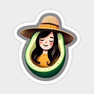 girl with hat inside avocado Magnet