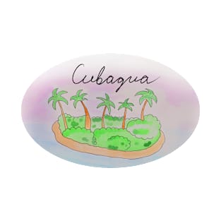 Cubagua watercolor Island travel, beach, sea and palm trees. Holidays and vacation, summer and relaxation T-Shirt