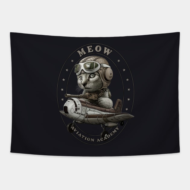 MEOW AVIATION ACADEMY Tapestry by ADAMLAWLESS