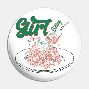 Girl Eating Spaghetti Pin