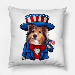 Fourth of July Shetland Sheepdog Pillow