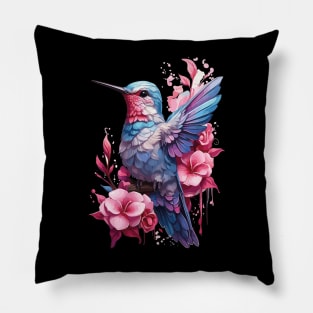 watercolor hummingbird graphic Pillow