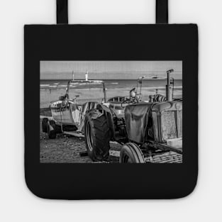 Tractor towing a crab boat on Cromer beach Tote