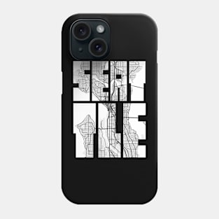 Seattle, USA City Map Typography - Light Phone Case