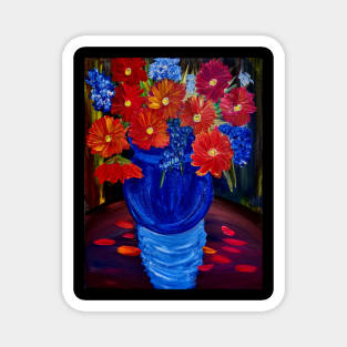 Radiant abstract flowers bloom in a vibrant dance of color Magnet