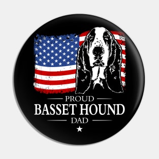 Proud Basset Hound Dad American Flag patriotic dog Pin