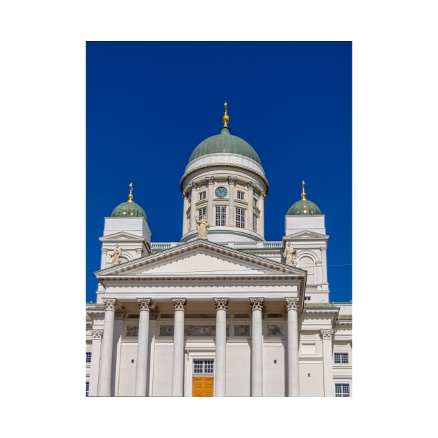 Main entrance to white Helsinki Cathedral by lena-maximova