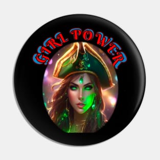 Girl power Green pirate queen Pin