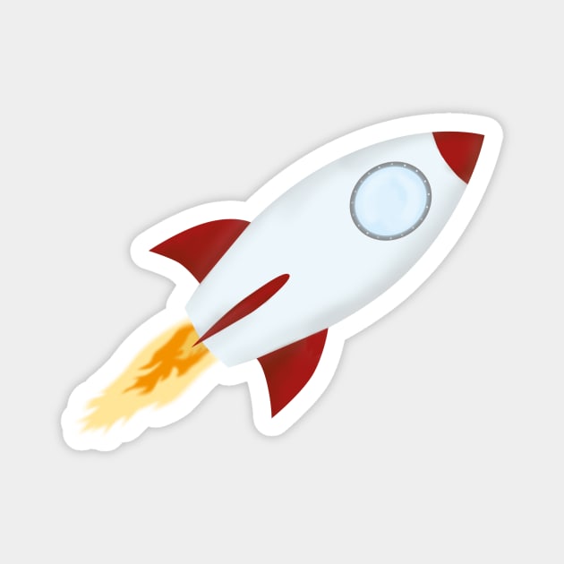 Retro Rocket Magnet by Emsimonsen