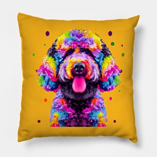 Portuguese Water Dog Colorful Artwork Pillow