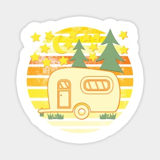 Camper Travel Trailer Sunset Trees and Stars Magnet
