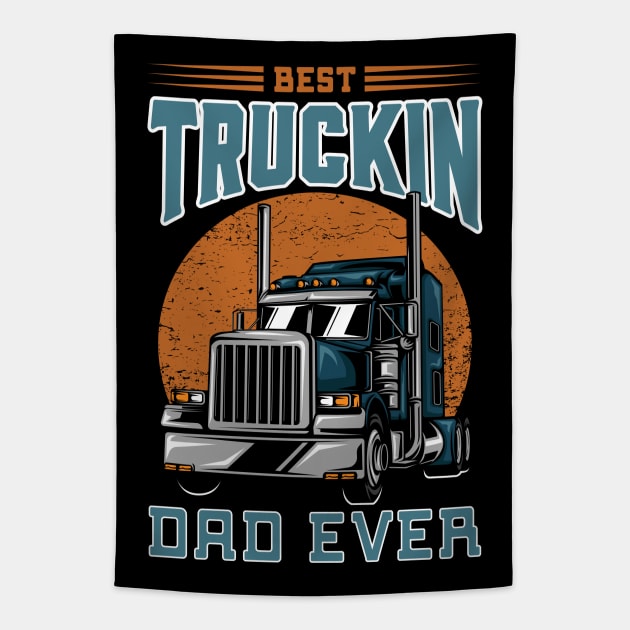 Trucker Dad Design Tapestry by Planet of Tees