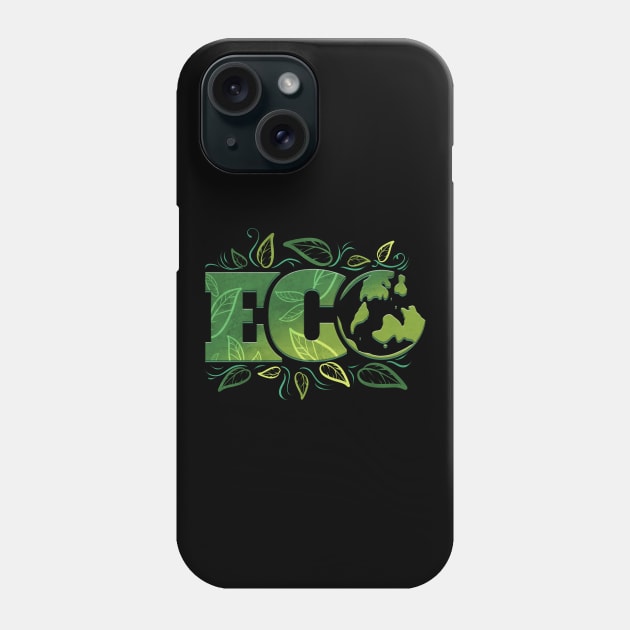 Logo Eco With Earth And Green Leaves For Earth Day Phone Case by SinBle