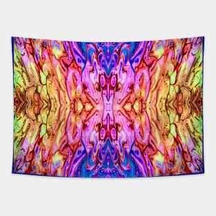 Mirrored Abstract in Blue Pink Yellow Orange Tapestry