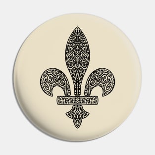 Fleur de lis paisley BLACK Pin