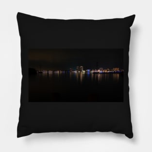 Skyline of the city of Almere at night Pillow