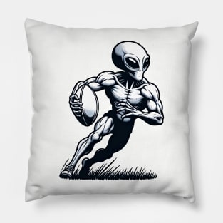 alien playing rugby Pillow