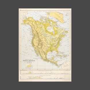 Antique Map of North America with USA, Mexico and Canada T-Shirt