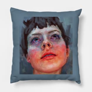 red blue portrait Pillow