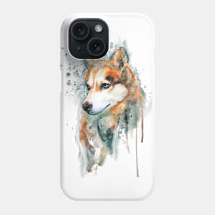 Watercolor Portrait of Red Siberian Husky Phone Case