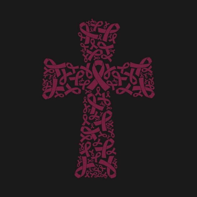 Christian Cross Jesus Sickle Cell Awareness Burgundy Ribbon Warrior Support Survivor by celsaclaudio506