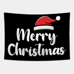 Christmas Santa Hat White Text Tapestry