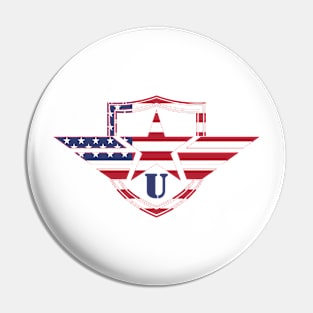 Letter U American Flag Monogram Initial Pin