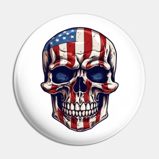 4th of July Holiday Patriotic American Skull Pin