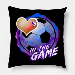 Soccer - Hearts In The Game - Dirty Blue Pillow