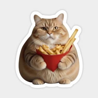 CUTE FAT CAT FRENCH FRIES Magnet