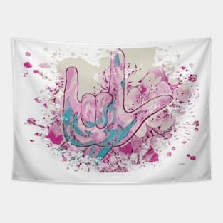 ASL I Love You Color Burst Tapestry