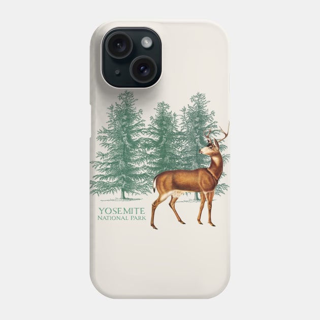 Yosemite National Park California Trees Silhouette Deer Vacation Souvenir Phone Case by Pine Hill Goods