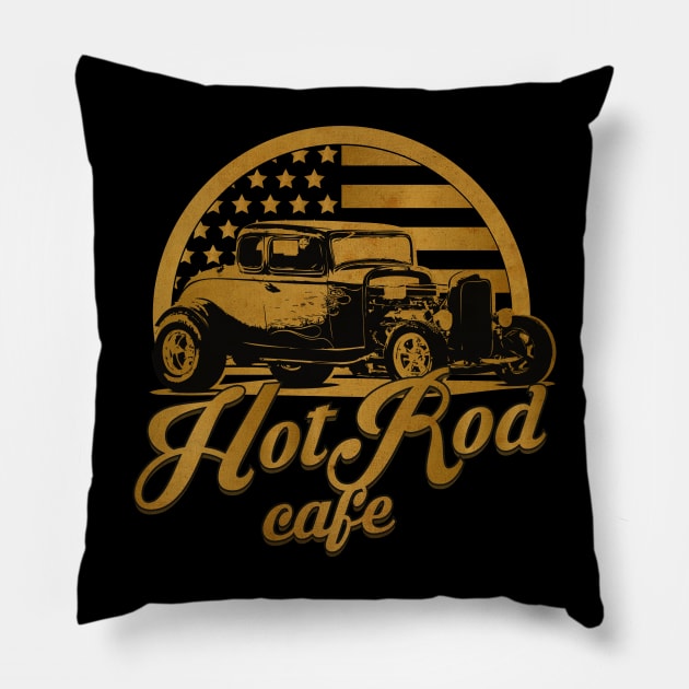 Hot Rod Cafe Pillow by CTShirts