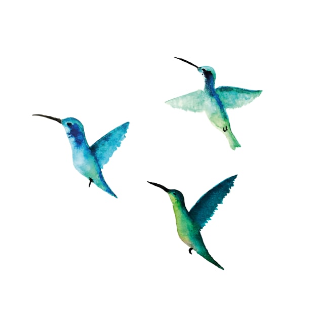 Blue and Green Colibrì by White-Peony