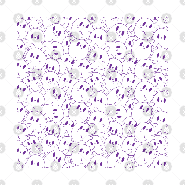 Kawaii Bunnies Purple by LotusArtStudio