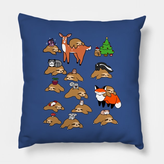 Sloths and Animals! Pillow by saradaboru