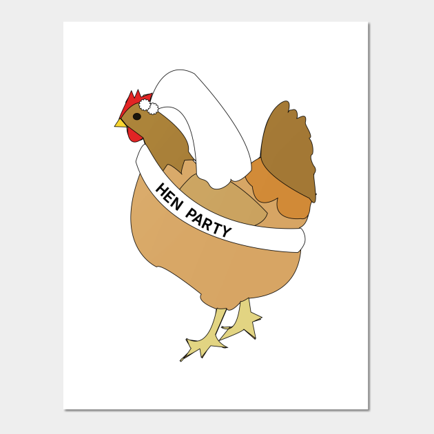 Funny bachelorette party with hen dressed with wedding veil - Bachelorette And Hen Party - Posters and Art Prints | TeePublic Funny bachelorette party with hen dressed with wedding veil - Bachelorette And Hen Party - Posters and Art Prints | TeePublic