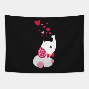 Elephant Blowing Heart Bubbles Tapestry