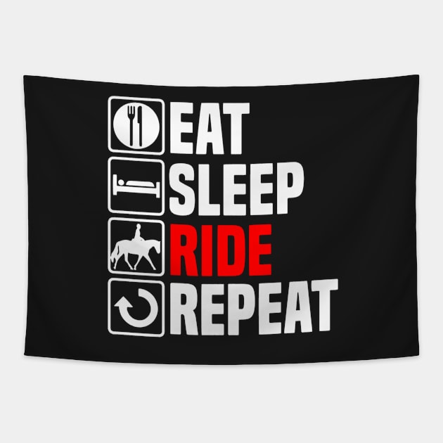 Ladies Eat Sleep Ride Tapestry by HeriBJ