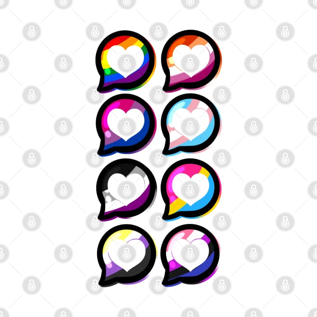 LGBTQ+ Pride Heart Speech Bubbles by leashonlife