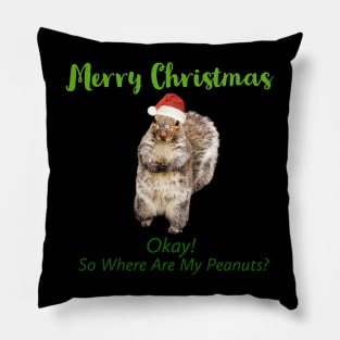 Squirrel With Santa Hat T-shirt Pillow