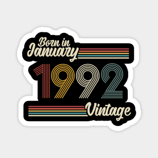 Vintage Born in January 1992 Magnet