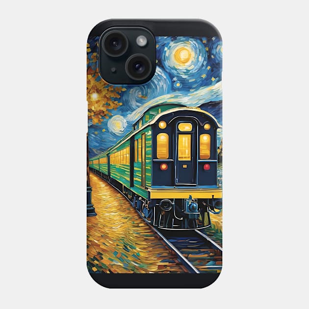 Vincent van Gogh Starry night style train Phone Case by Spaceboyishere